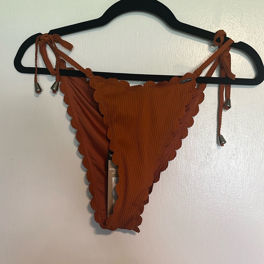 NWT Nasty Gal Ribbed Bikini Bottom Size 4 in Rust